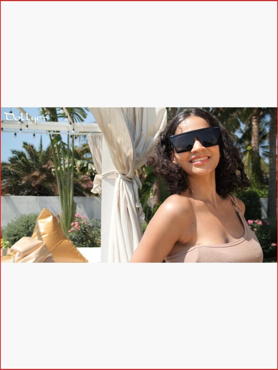 Oversized Square Flat Top Sunglasses with UV400 Protection